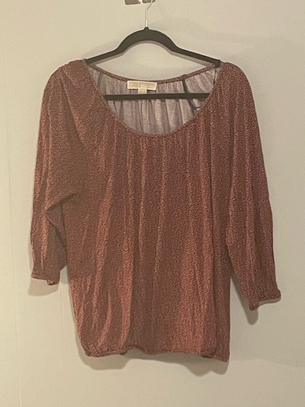 Women's Shimmery Rust Brown Scoop Neck Top. Item 11472